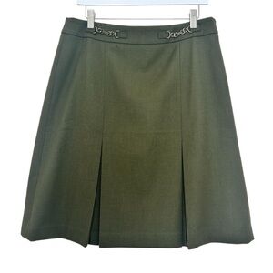 Talbots Preppy Pleated Wool Skirt Size 10 Olive Green